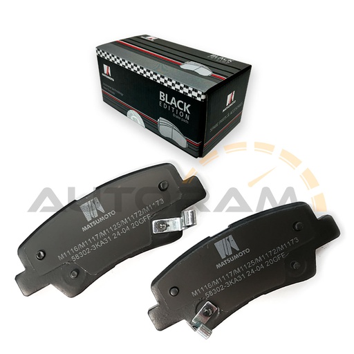 [M1116-BK] Pastillas de Freno Black Edition Traseras Hyundai / Kia / SsangYong / Changan